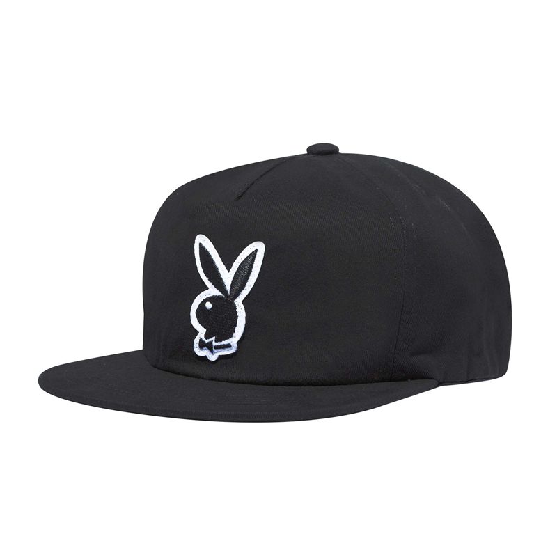 Chapeus Playboy Rabbit Head Boucle Patch Field Masculino Pretas | SZVBW2375