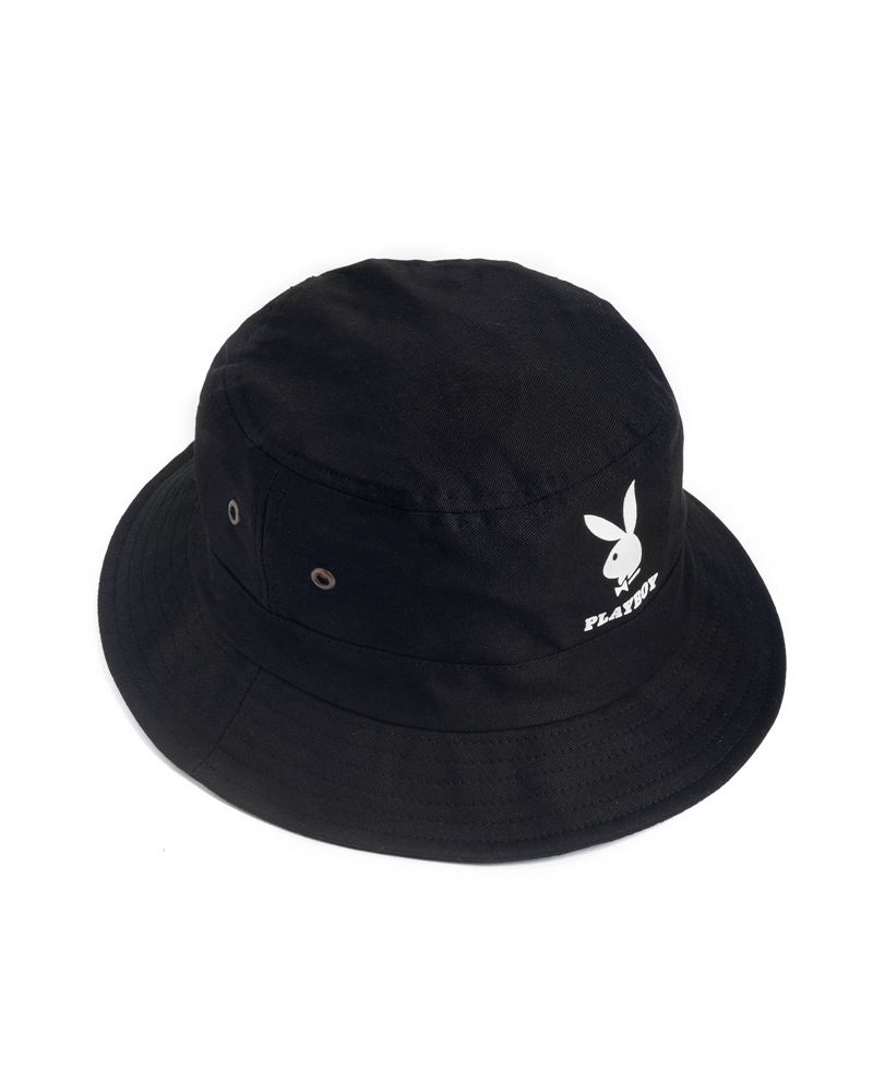 Chapeus Playboy Rabbit Head Bucket Feminino Pretas Branco | PMLYJ7103