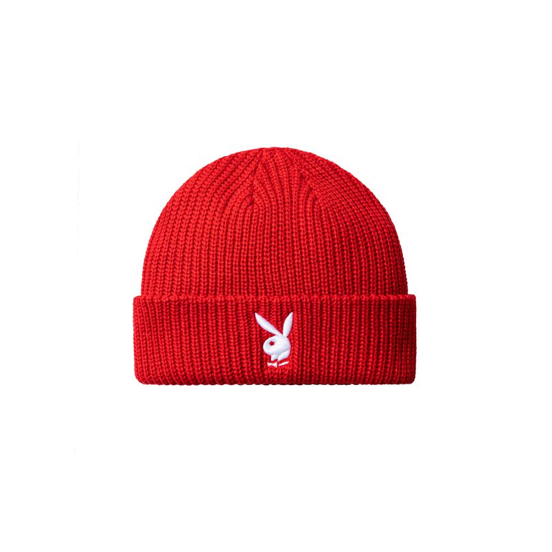 Chapeus Playboy Rabbit Head Knit Beanie Masculino Vermelhas | AVQZE7039