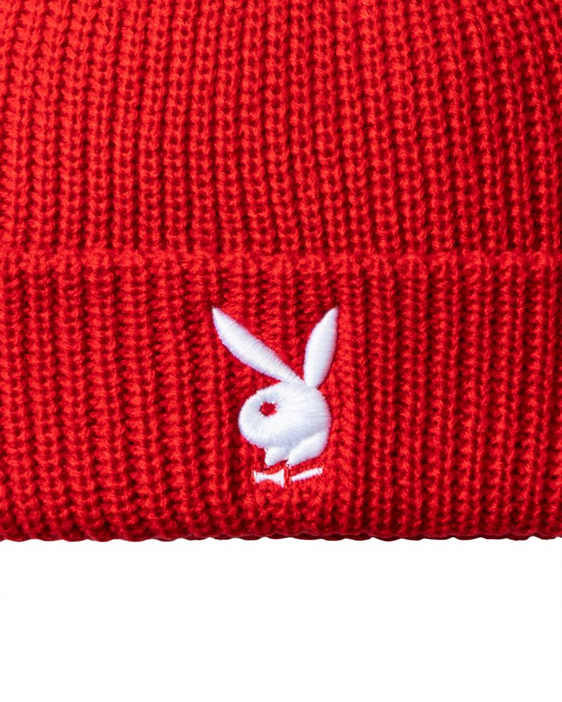 Chapeus Playboy Rabbit Head Knit Beanie Masculino Vermelhas | AVQZE7039