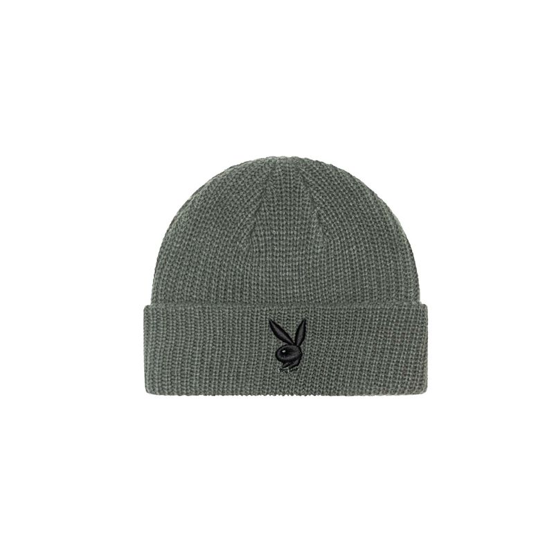 Chapeus Playboy Rabbit Head Knit Beanie Feminino Pretas Branco | BPZXK4921