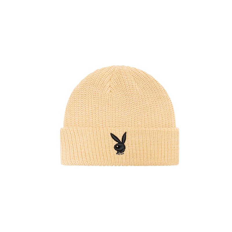 Chapeus Playboy Rabbit Head Knit Beanie Feminino Pretas Branco | BPZXK4921