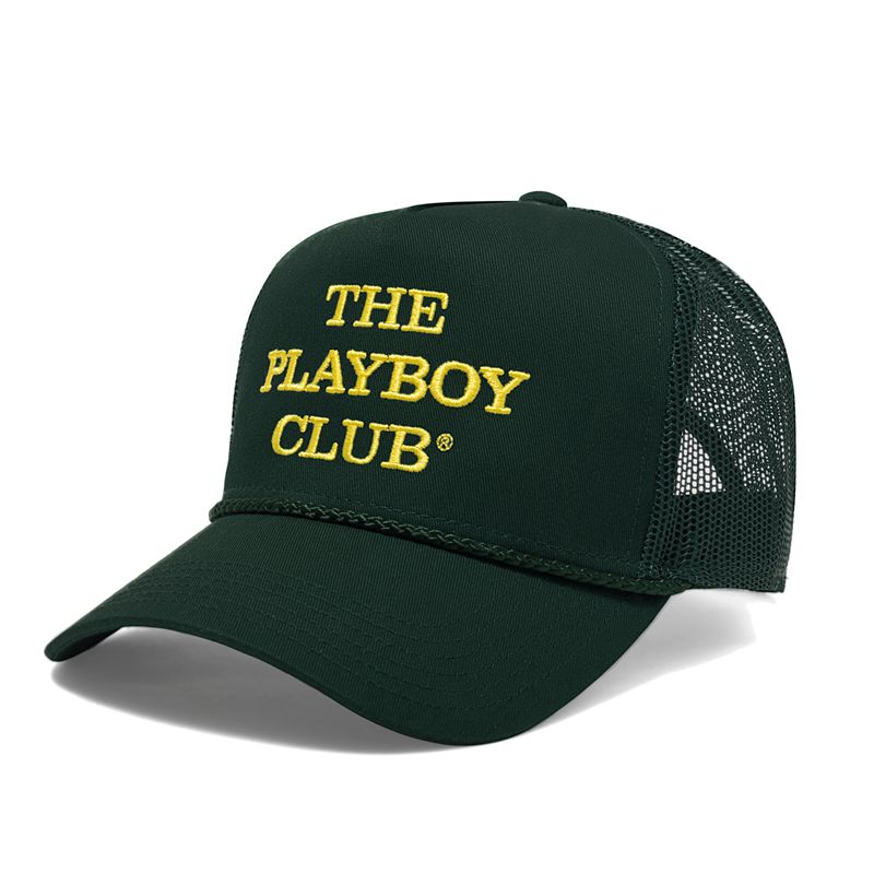 Chapeus Playboy The Club Trucker Masculino Pretas Amarelas | QBCGL8971