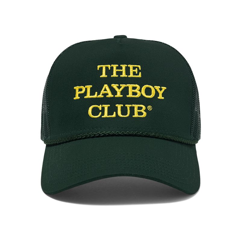 Chapeus Playboy The Club Trucker Masculino Pretas Amarelas | QBCGL8971