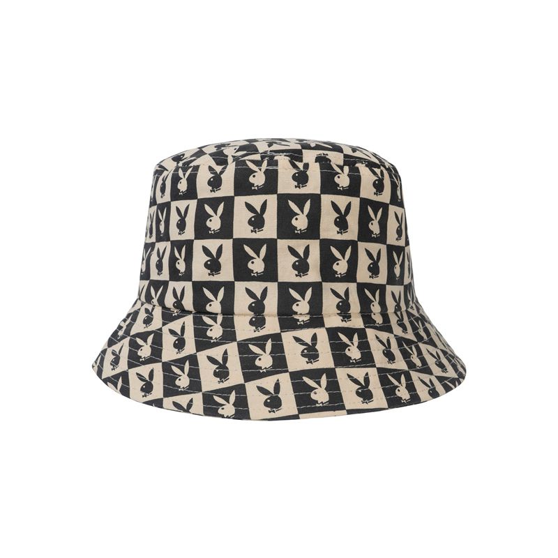 Chapeus Playboy Tile Print Bucket Feminino Pretas | WNJVE1346