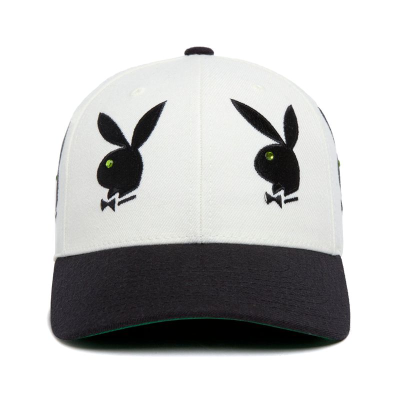 Chapeus Playboy X Huf Rhinestone 6 Panel Masculino Branco | QOFUV6184