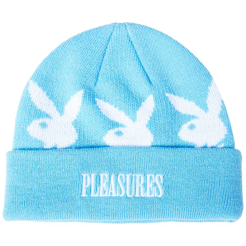 Chapeus Playboy X Pleasures Jacquard Bunny Beanie Masculino Azuis | QYDNW0276