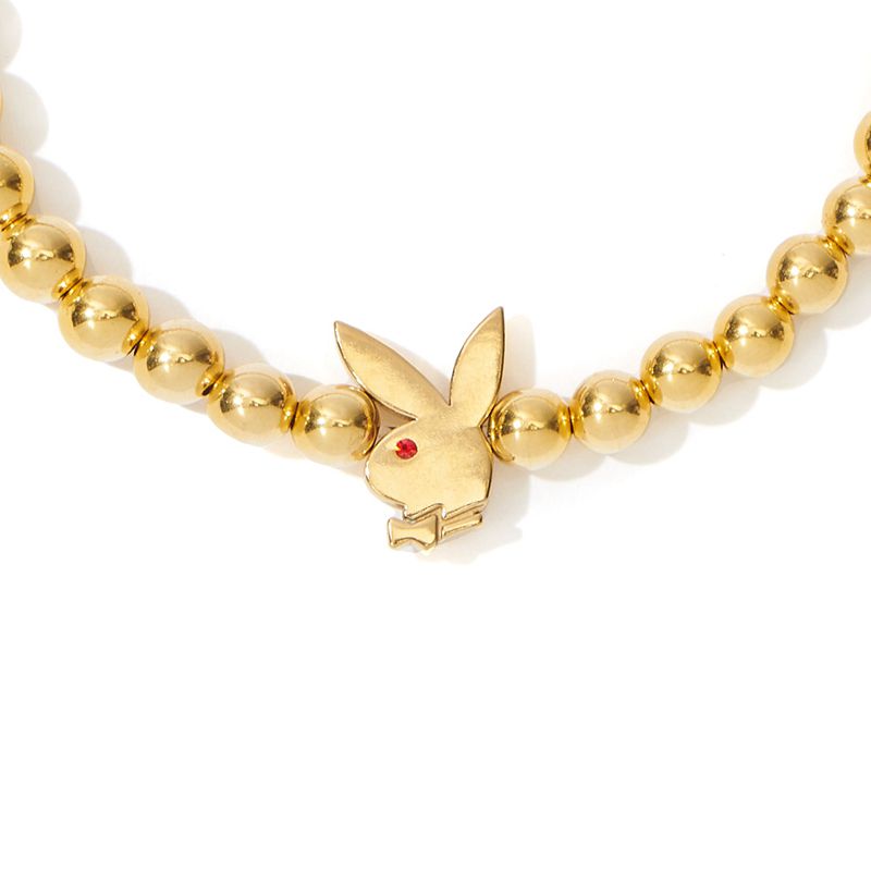 Joalheria Playboy Beaded Bunny Stretch Bracelet Feminino Douradas | OLKEX6072