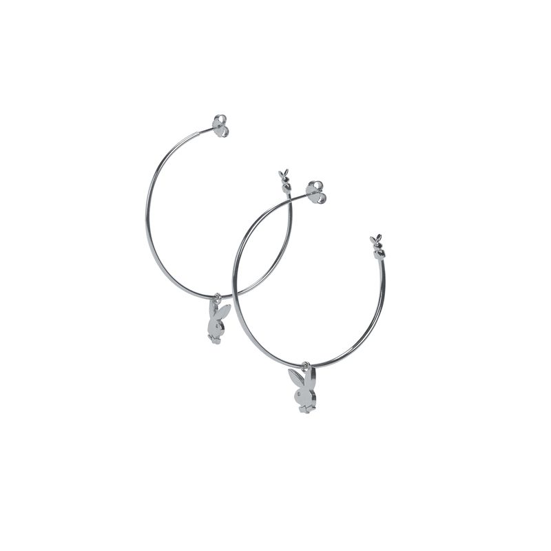 Joalheria Playboy Bunny Hoops Feminino Prateadas | DWUNO5398