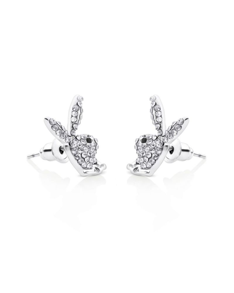 Joalheria Playboy Bunny Stud Earrings Feminino Prateadas | QOMNA0412