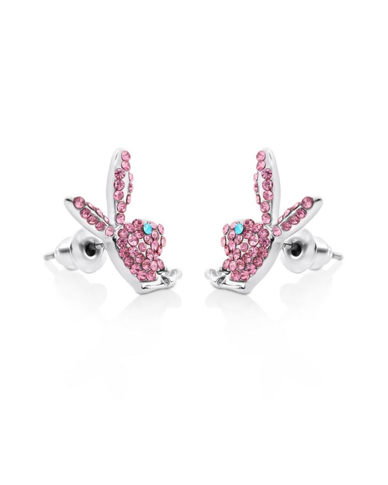 Joalheria Playboy Bunny Stud Earrings Feminino Prateadas | QOMNA0412