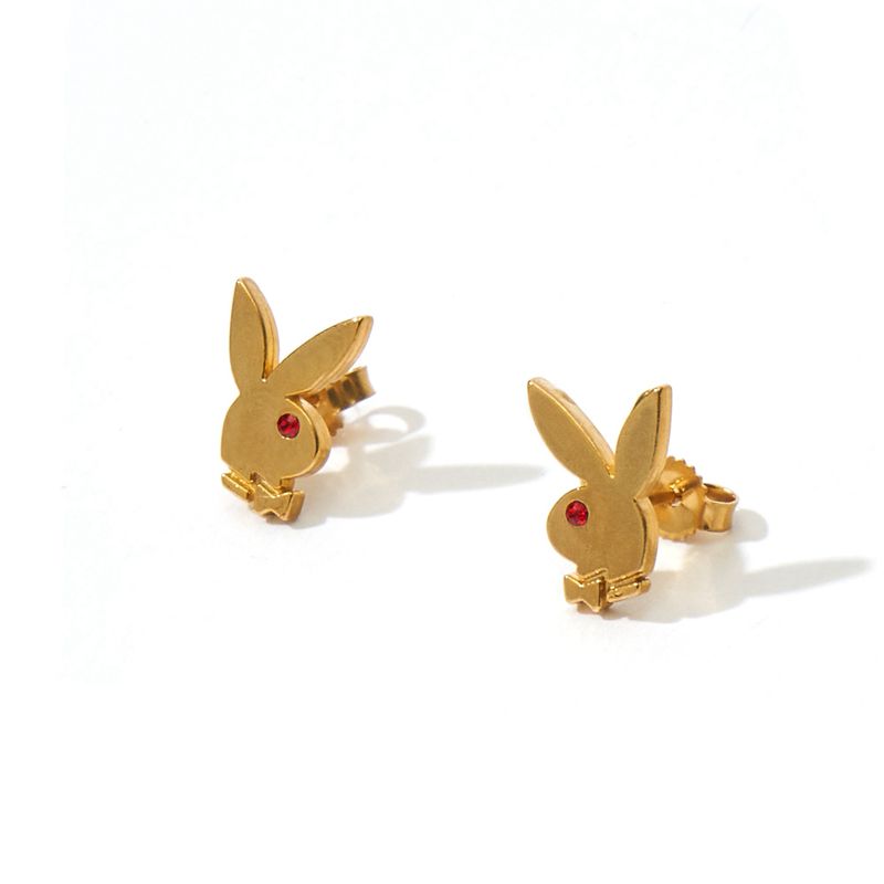 Joalheria Playboy Bunny Stud Earrings Feminino Douradas | SHZAI1653