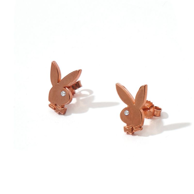 Joalheria Playboy Bunny Stud Earrings Feminino Rosa Douradas | WLVEH9082