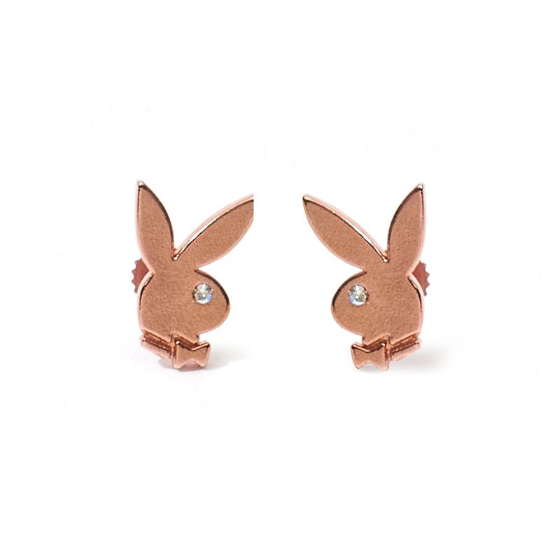 Joalheria Playboy Bunny Stud Earrings Feminino Rosa Douradas | WLVEH9082