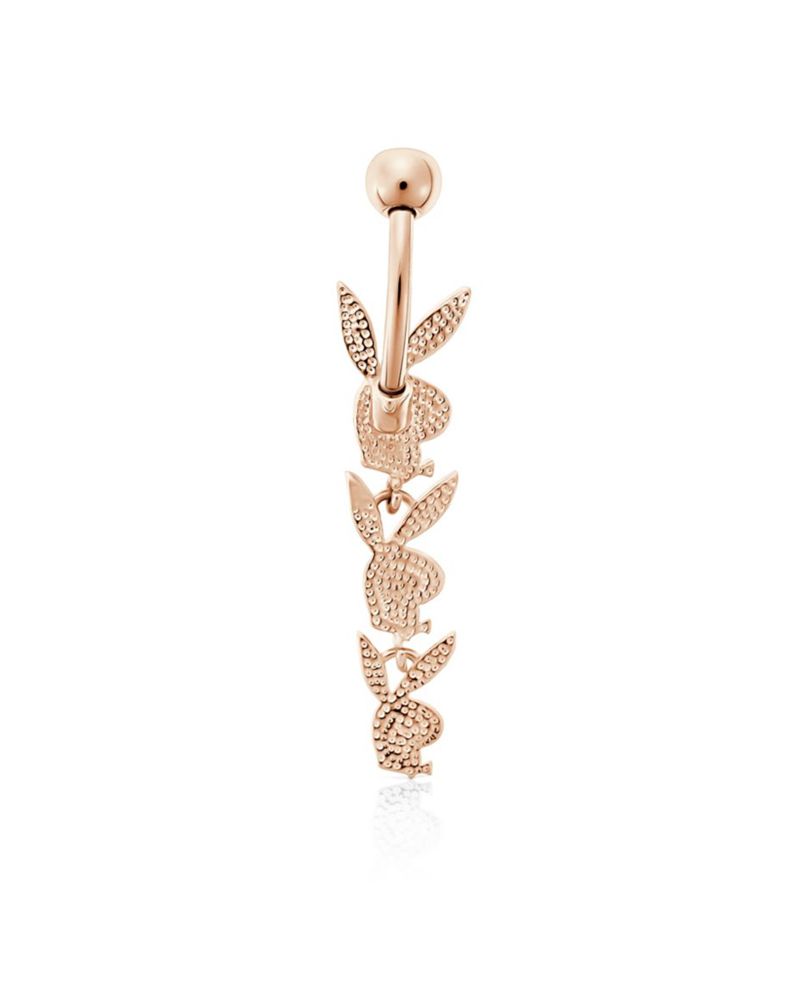 Joalheria Playboy Dangling Bunny Head Belly Ring Feminino Douradas | NPLTA9576