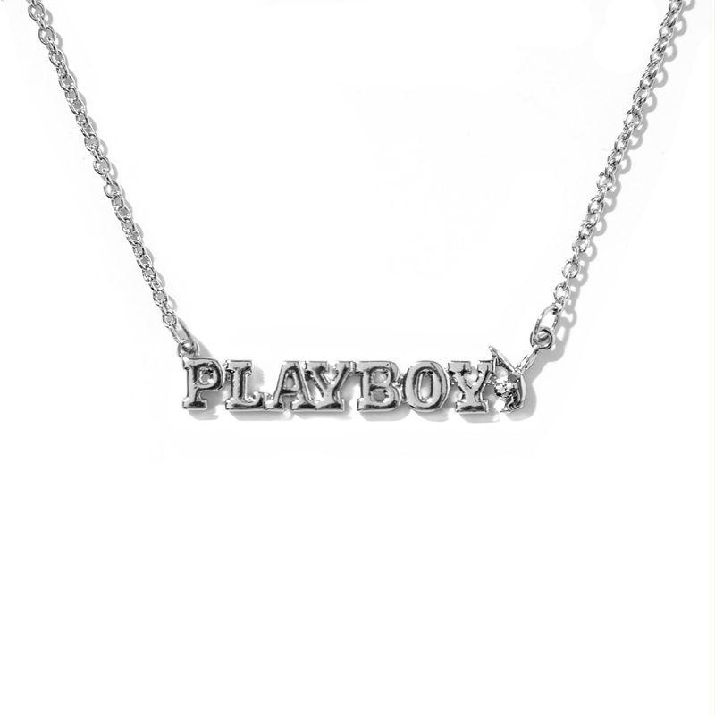 Joalheria Playboy Masthead Nameplate Necklace Feminino Prateadas | VEJIK6385