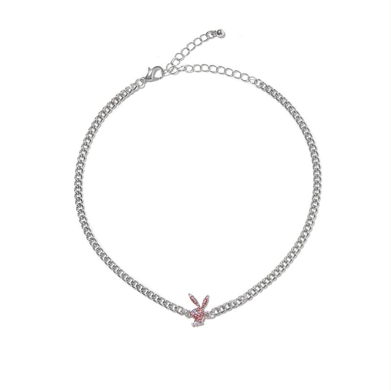 Joalheria Playboy Multi-Chain Rabbit Head Necklace Feminino Prateadas | XYTEM9134