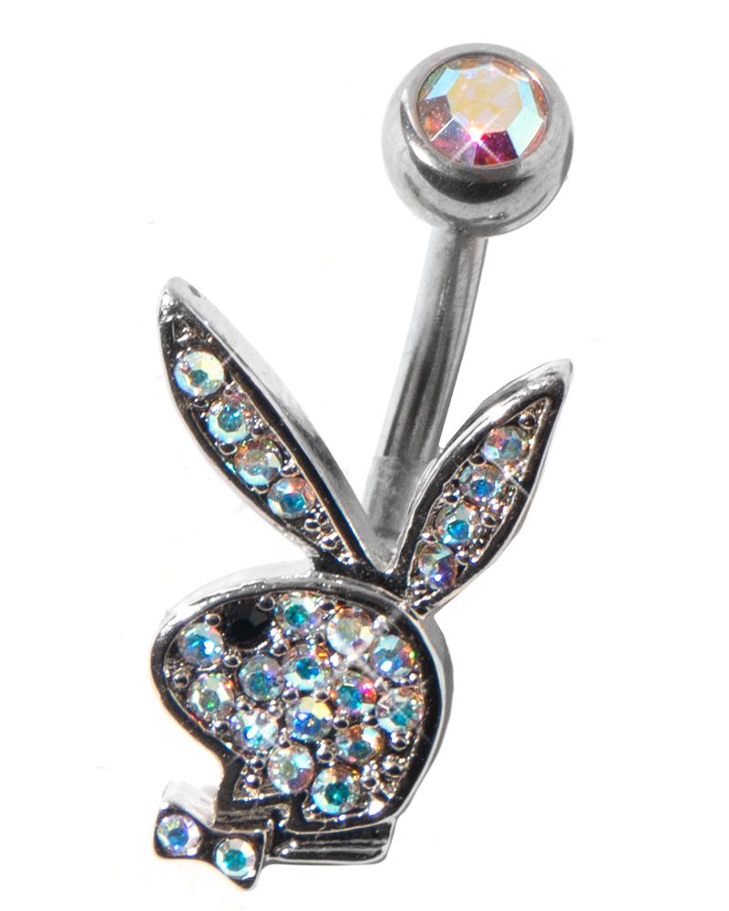 Joalheria Playboy Pave Rabbit Head Belly Ring Feminino Prateadas | MRGKO6759