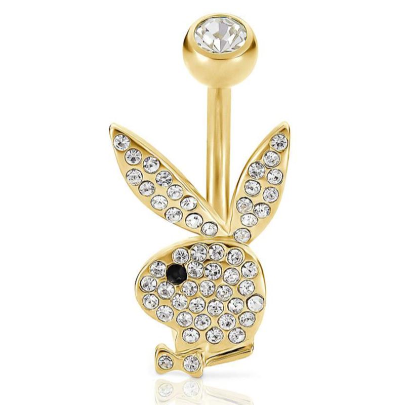 Joalheria Playboy Pave Rabbit Head Belly Ring Feminino Prateadas | MRGKO6759