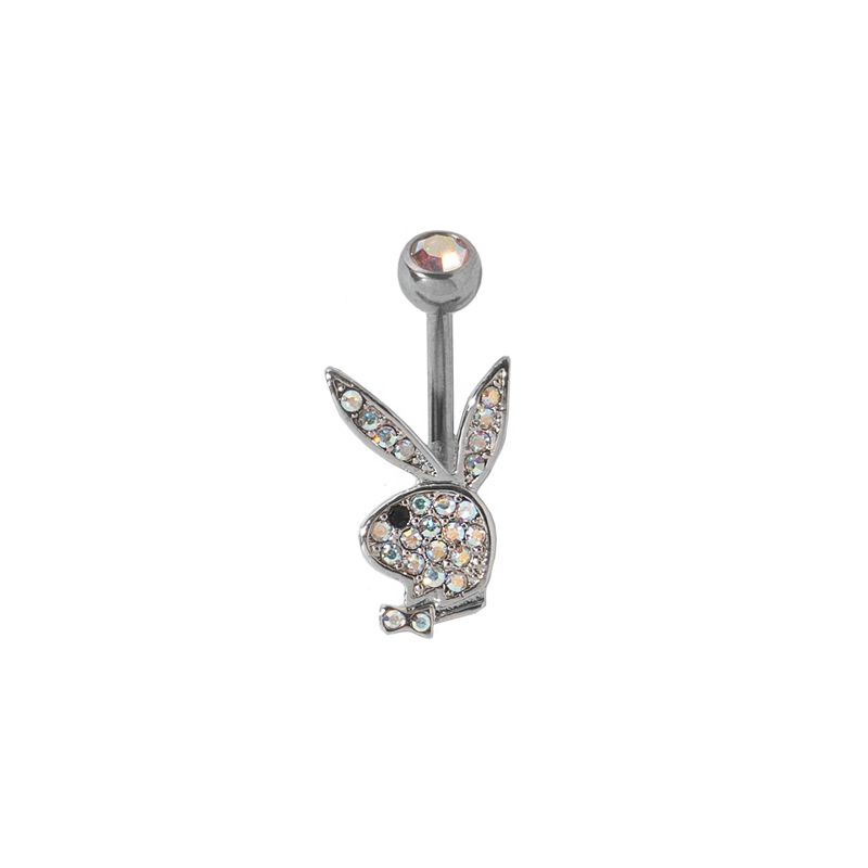 Joalheria Playboy Pave Rabbit Head Belly Ring Feminino Prateadas | MRGKO6759