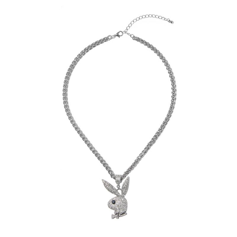 Joalheria Playboy Pave Rabbit Head Robusto Necklace Masculino Prateadas | CDZTU6497