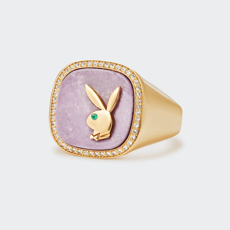 Joalheria Playboy Phosphosiderite Membership Ring 2 Masculino Douradas Rosa | KGLAP1709