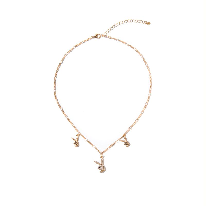 Joalheria Playboy Rabbit Head Dangle Necklace Feminino Douradas | IJRHS1047