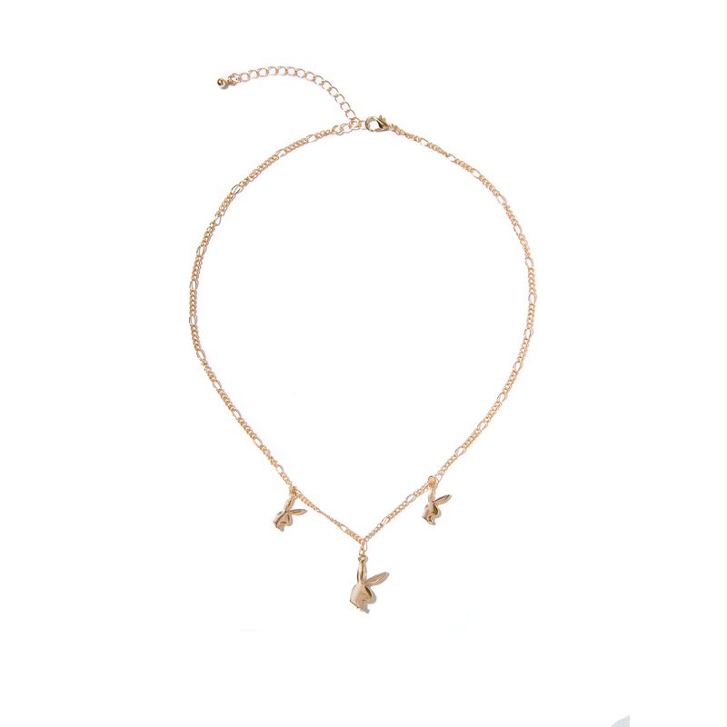 Joalheria Playboy Rabbit Head Dangle Necklace Feminino Douradas | IJRHS1047