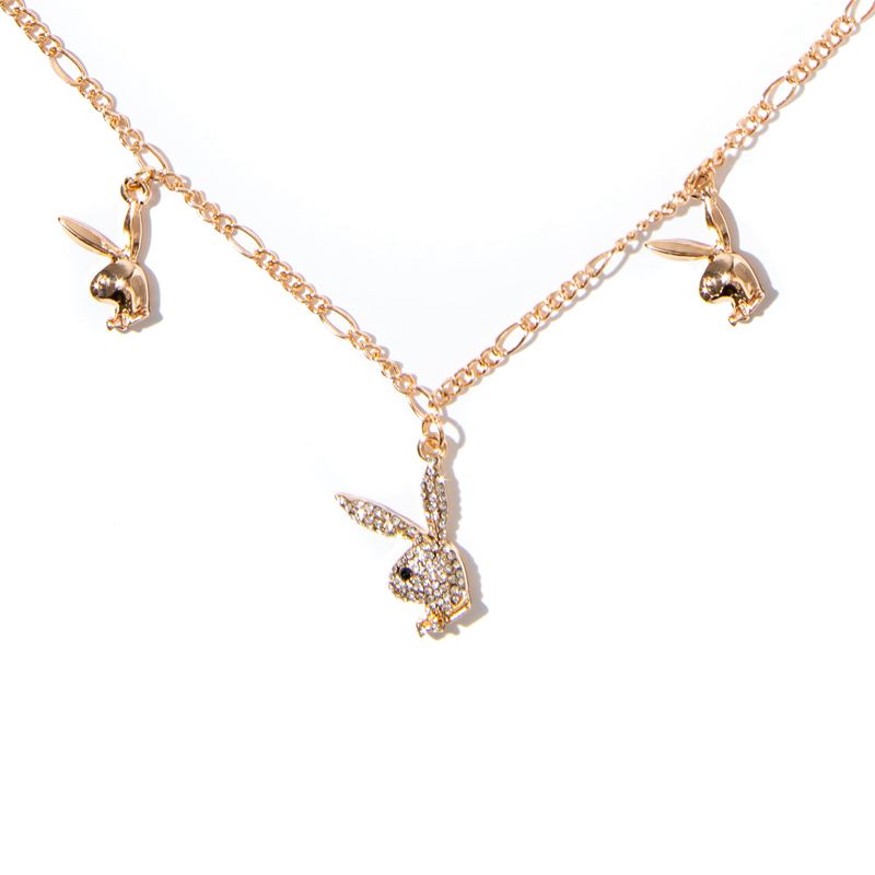 Joalheria Playboy Rabbit Head Dangle Necklace Feminino Douradas | IJRHS1047