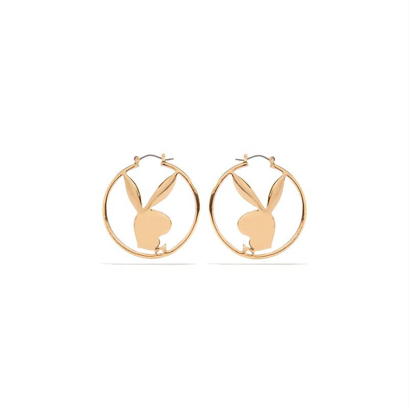 Joalheria Playboy Rabbit Head Hoop Earrings Feminino Prateadas | KDHAS0948