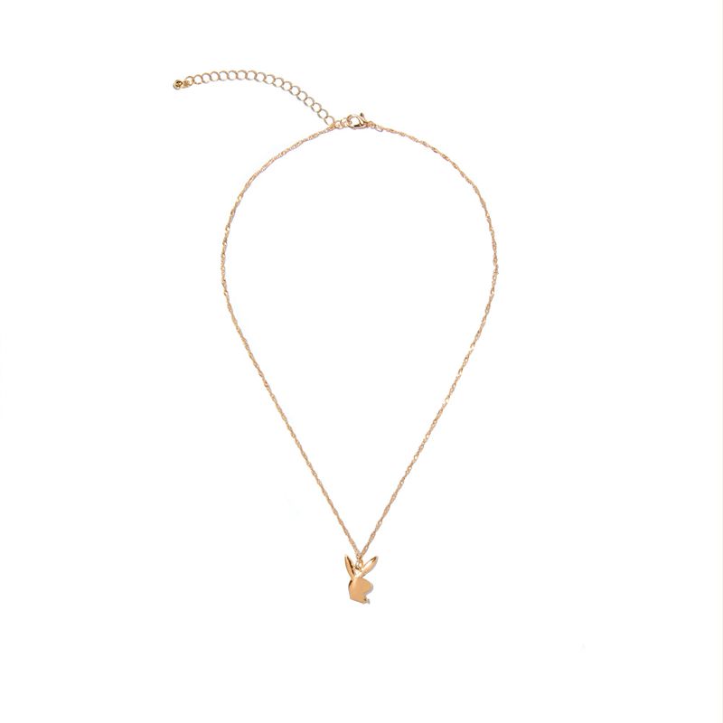 Joalheria Playboy Rabbit Head Necklace Feminino Douradas | MRJHZ7624