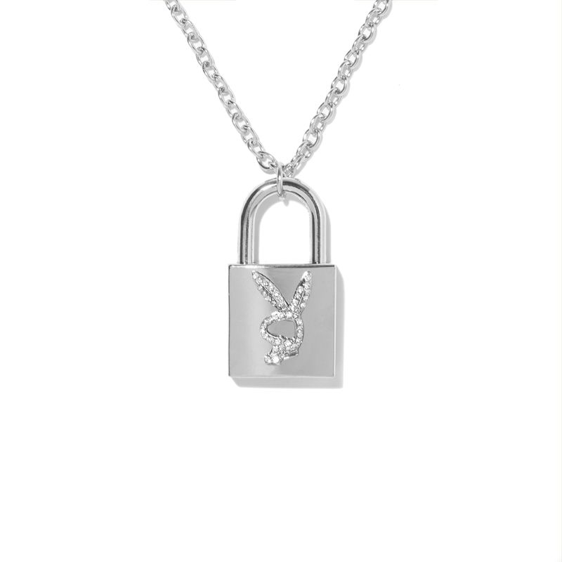 Joalheria Playboy Rabbit Head Padlock Necklace Feminino Prateadas | XECTA3046