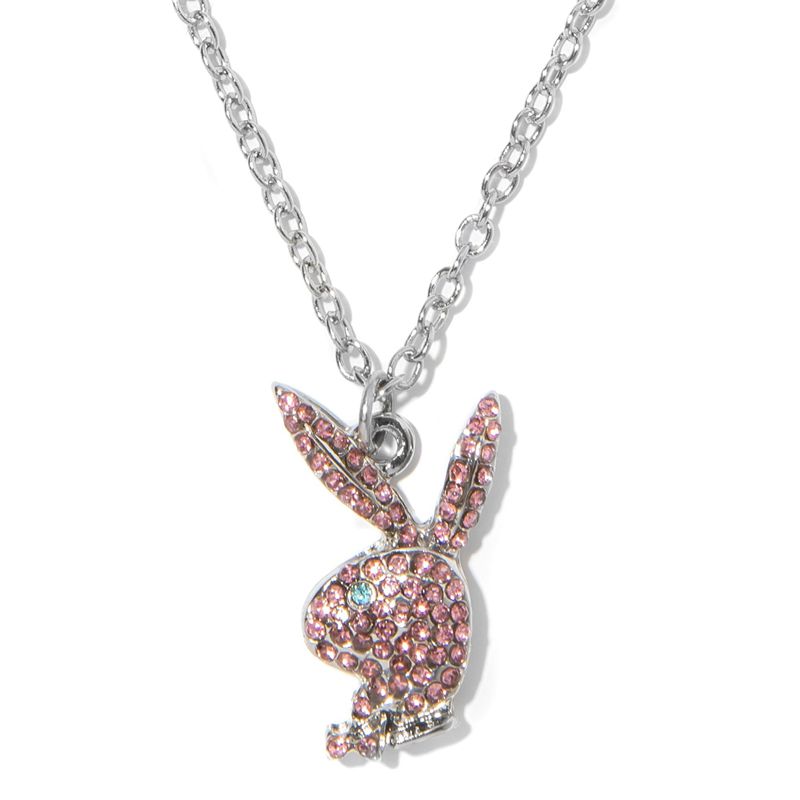 Joalheria Playboy Rabbit Head Pave Necklace Feminino Prateadas | CAIYT3015