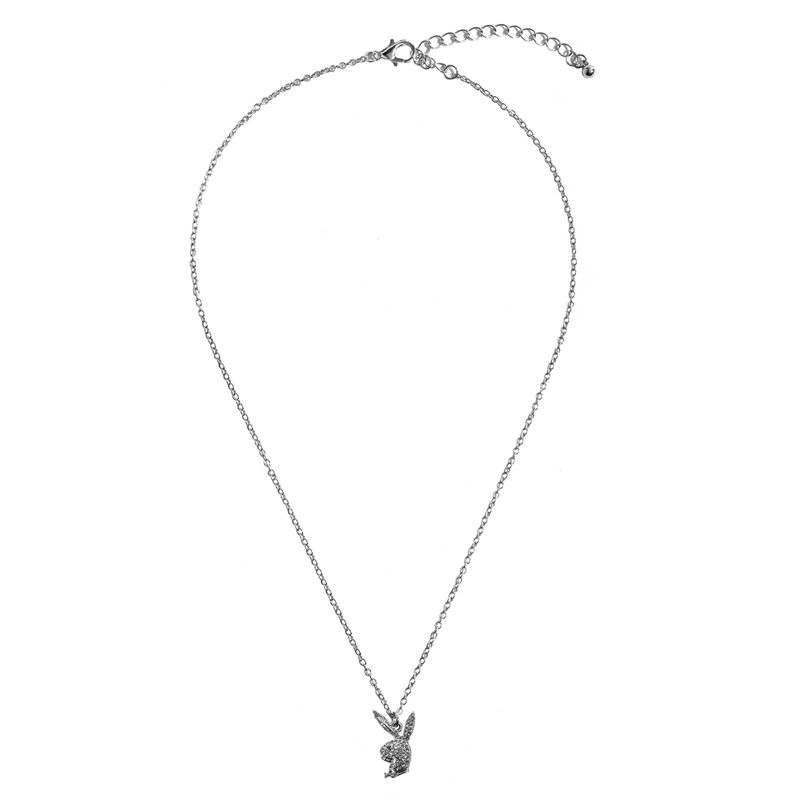 Joalheria Playboy Rabbit Head Pave Necklace Feminino Prateadas | CAIYT3015