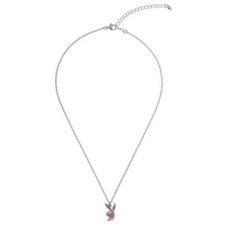 Joalheria Playboy Rabbit Head Pave Necklace Feminino Prateadas | CAIYT3015