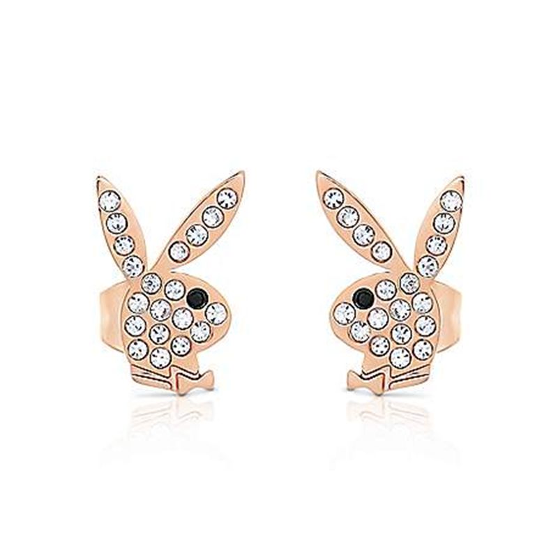 Joalheria Playboy Rabbit Head Pave Stud Earrings Feminino Douradas | IJLQP4150