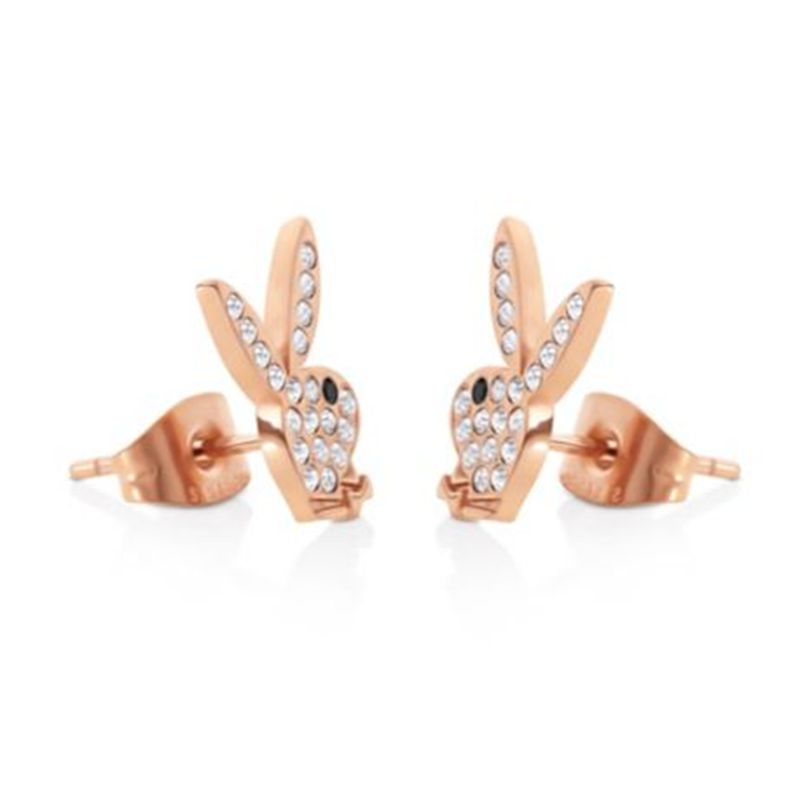 Joalheria Playboy Rabbit Head Pave Stud Earrings Feminino Douradas | IJLQP4150