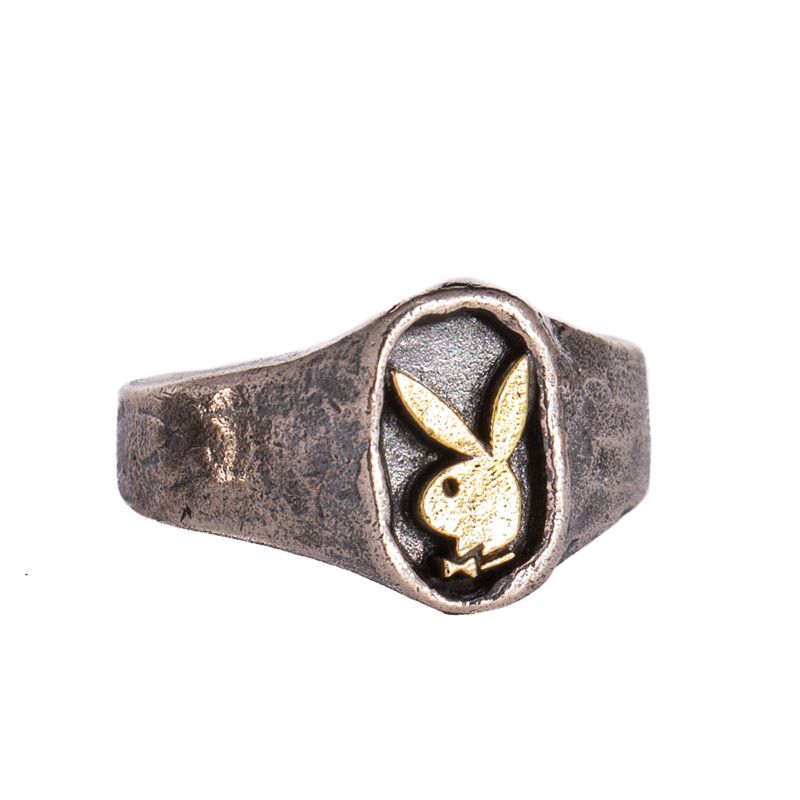 Joalheria Playboy Rabbit Head Signet Ring Masculino Metal | CWZHX4706