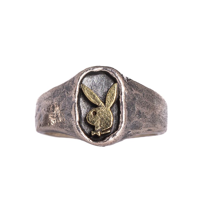 Joalheria Playboy Rabbit Head Signet Ring Masculino Metal | CWZHX4706