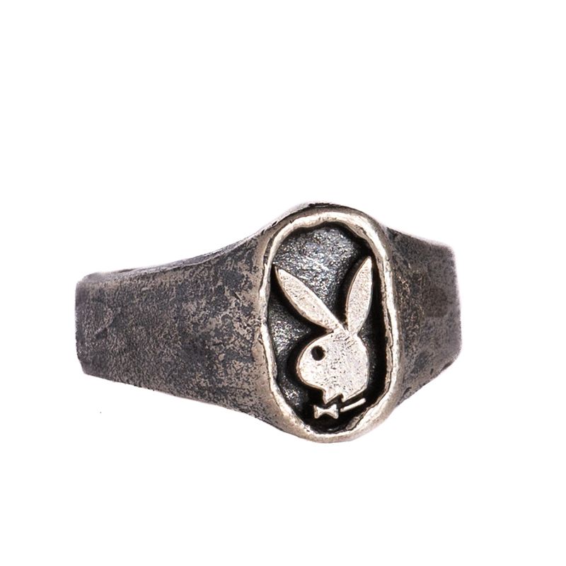 Joalheria Playboy Rabbit Head Signet Ring Masculino Metal | CWZHX4706