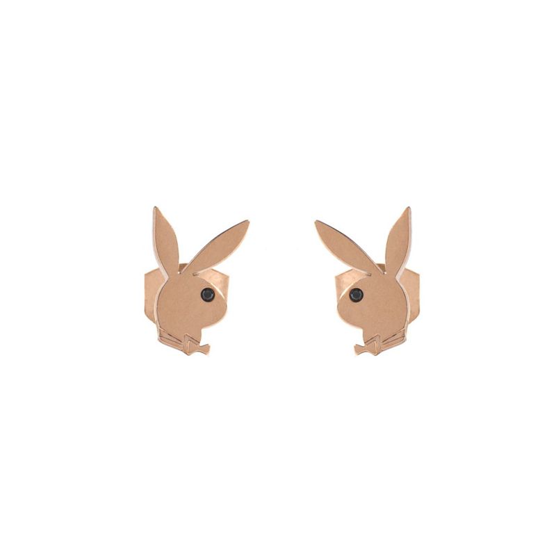 Joalheria Playboy Rabbit Head Stud Earrings Feminino Prateadas | DRMBN9072