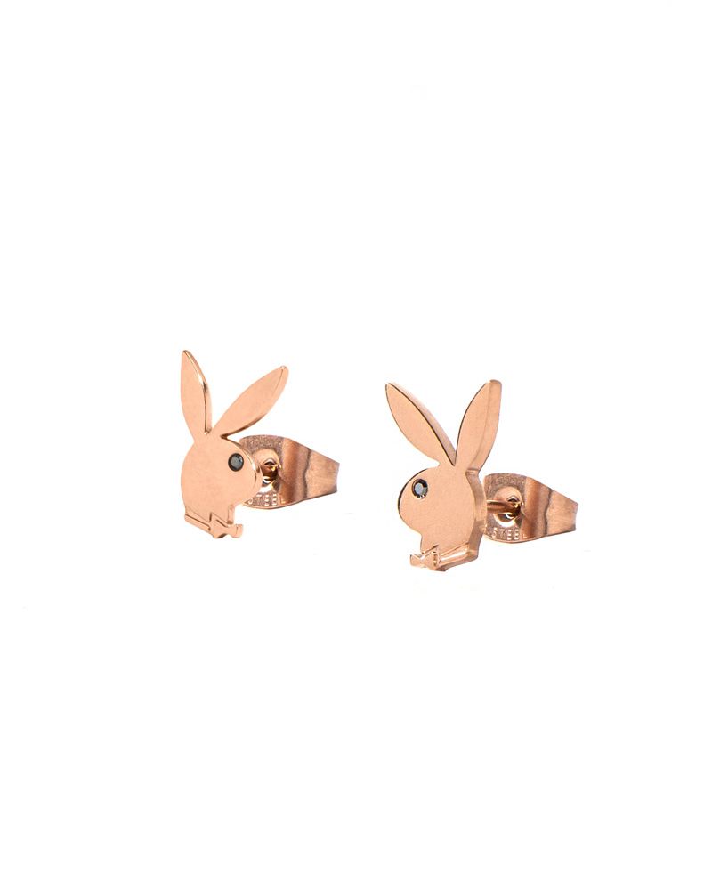 Joalheria Playboy Rabbit Head Stud Earrings Feminino Prateadas | DRMBN9072