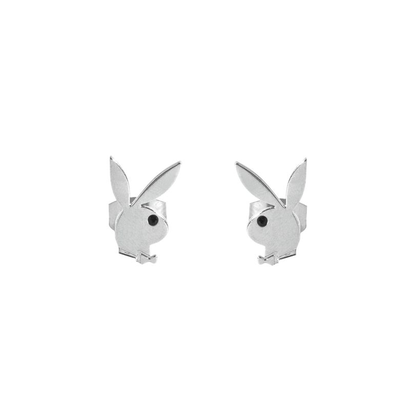 Joalheria Playboy Rabbit Head Stud Earrings Feminino Prateadas | DRMBN9072