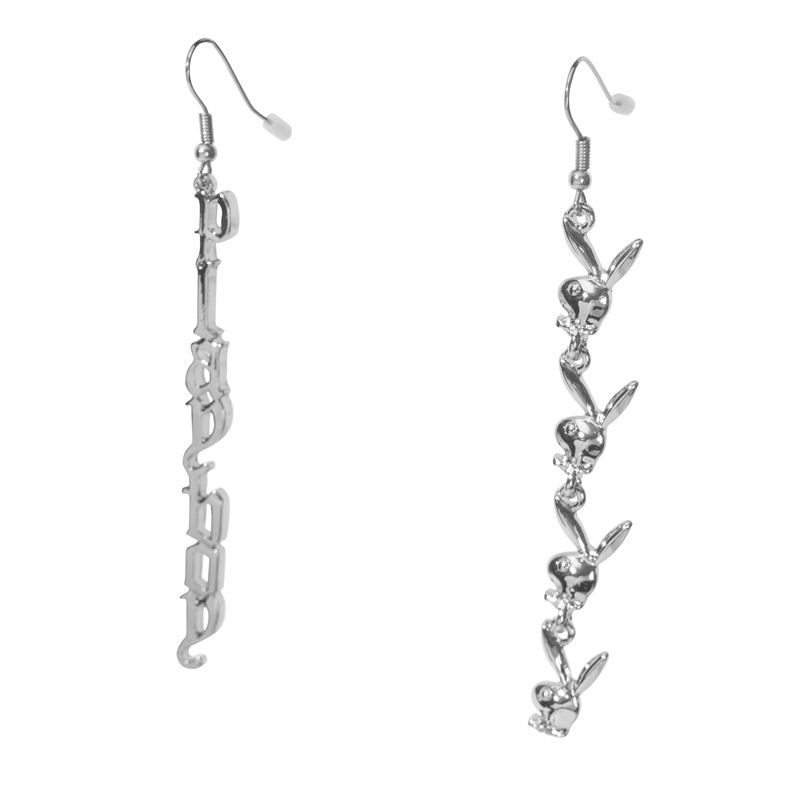 Joalheria Playboy Repeating Rabbit Head & Masthead Dangle Earring Feminino Prateadas | UCQLI6851