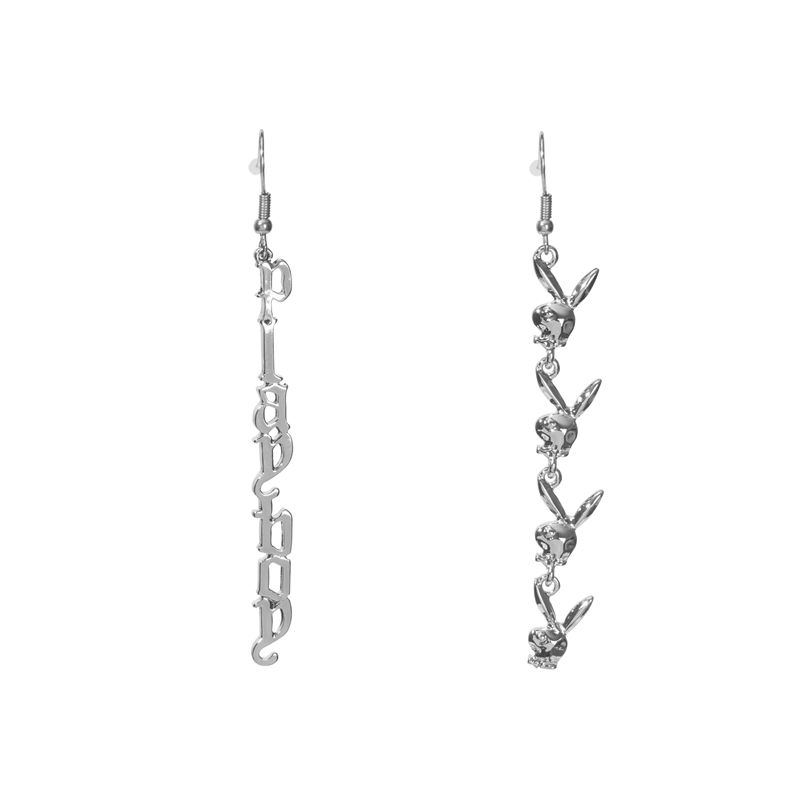 Joalheria Playboy Repeating Rabbit Head & Masthead Dangle Earring Feminino Prateadas | UCQLI6851