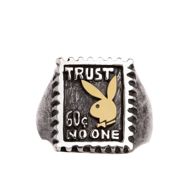 Joalheria Playboy Trust No One Ring Masculino Cinzentas | JLGCT9643