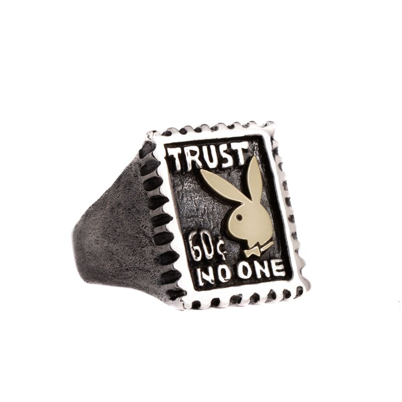 Joalheria Playboy Trust No One Ring Masculino Cinzentas | JLGCT9643