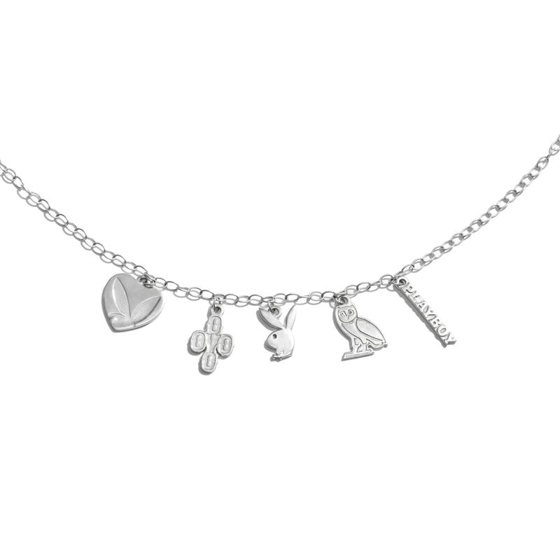 Joalheria Playboy X Ovo Charm Necklace Masculino Prateadas | WVUTA7913