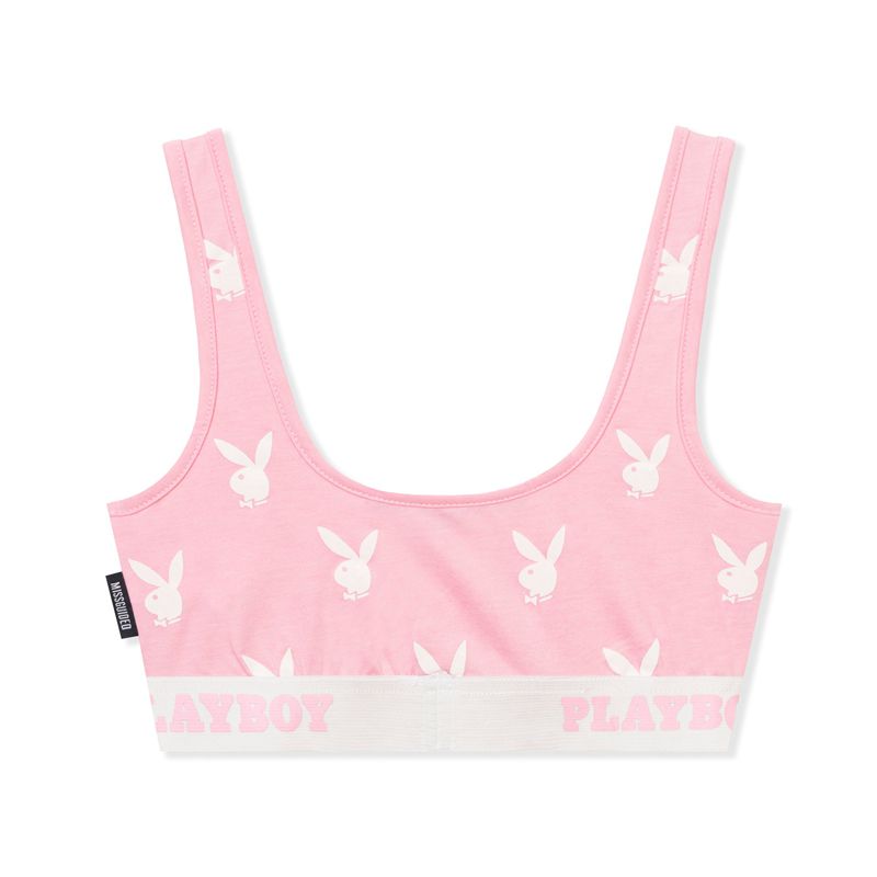 Loungewear Playboy Esportivos Repeat Graphic Cut Out Bra Feminino Cinzentas | MHIUZ6752