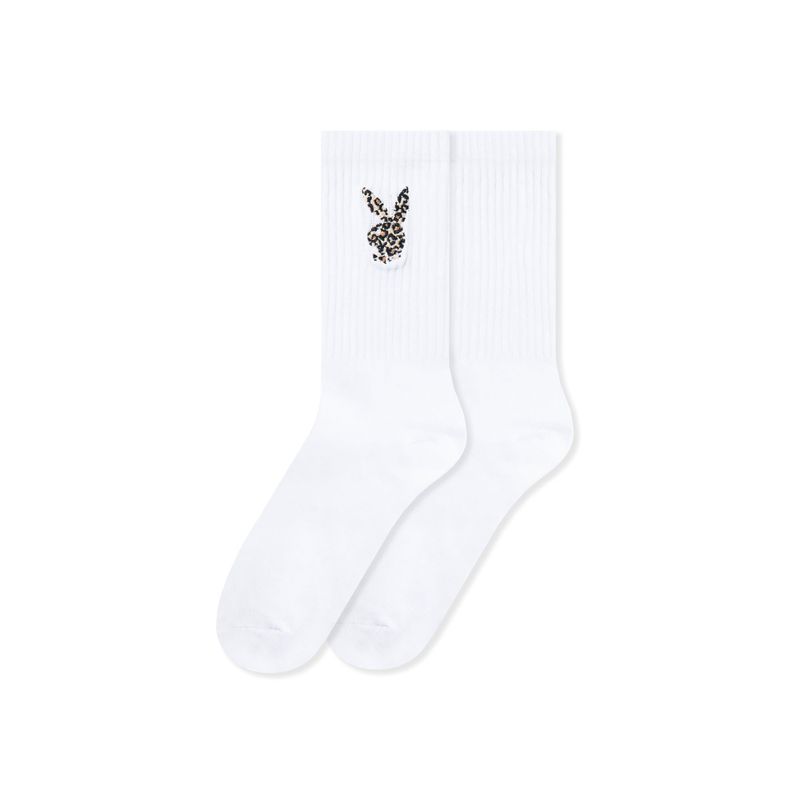 Loungewear Playboy Leopard Print Bunny Socks Feminino Pretas | OSVCH5102